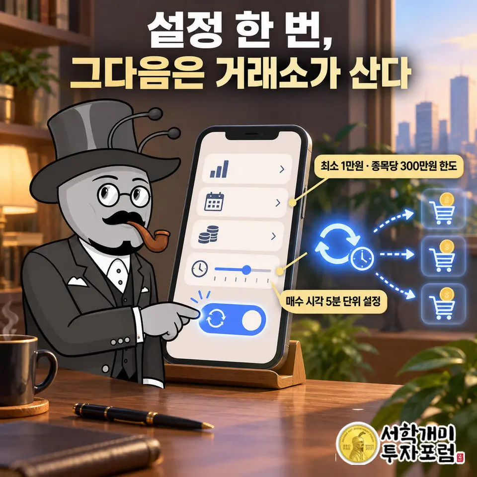 종목·주기·금액을 한 번 설정하면 이후 거래소가 알아서 매수