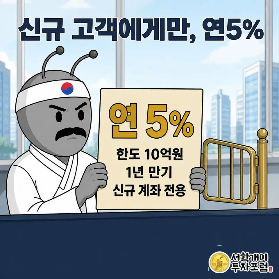 키움증권 창구 직원이 신규 계좌 개설 고객에게 연 5% 도장이 찍힌 발행어음 증서를 건네는 장면