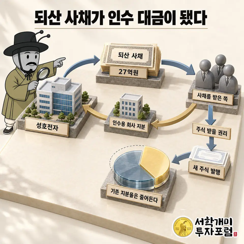 성호전자 — 되산 사채가 인수 대금이 됐다 도판