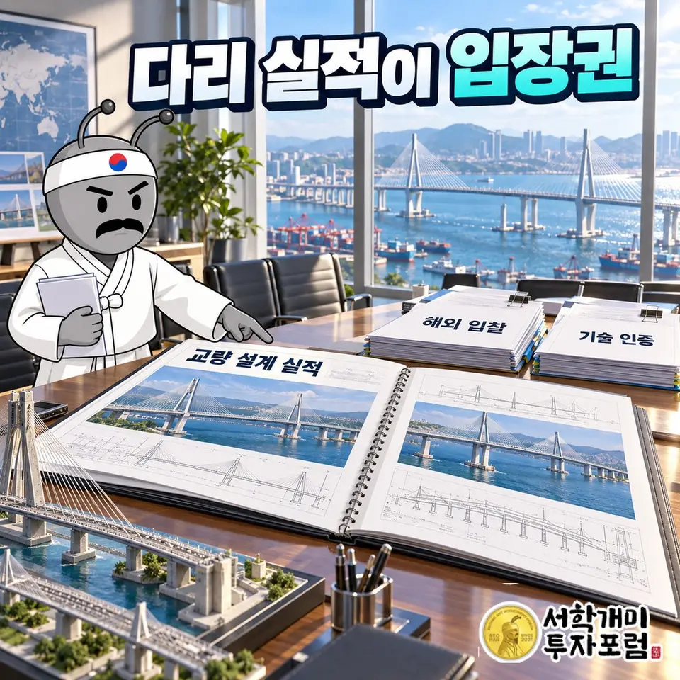 유신 60년 연표 카드. 1966년 교량 설계비 97만원 창업, 2002년 코스닥 상장, 2018년 최대주주 변경, 2024년 수주 6421억원 업계 2위, 2026년 필리핀 바탄-카비테 교량 감리 911억원 계약까지 이어지는 흐름