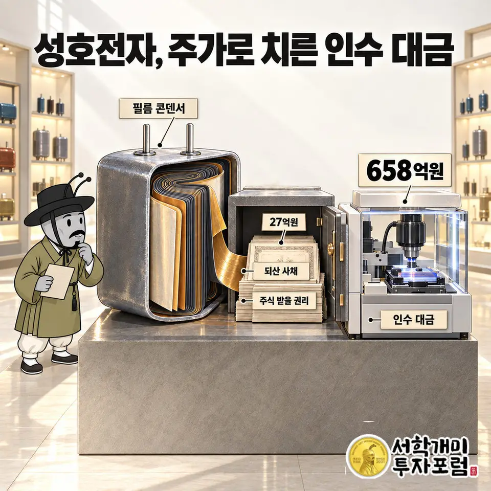 성호전자, 27억원에 되산 사채로 658억원을 치렀다… 콘덴서 회사가 AI 장비사를 산 돈